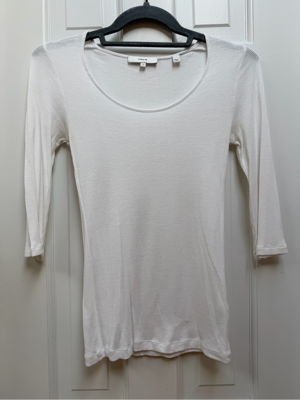 VINCE White Ribbed Tee